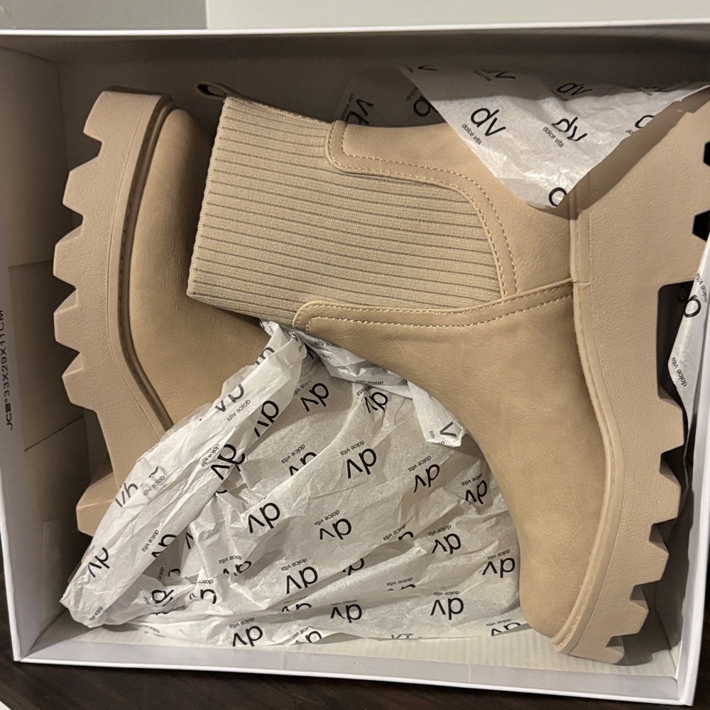 DV by Dolce Vita Beige Chunky Ankle Boots